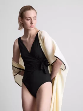 Wrap body-control swimsuit