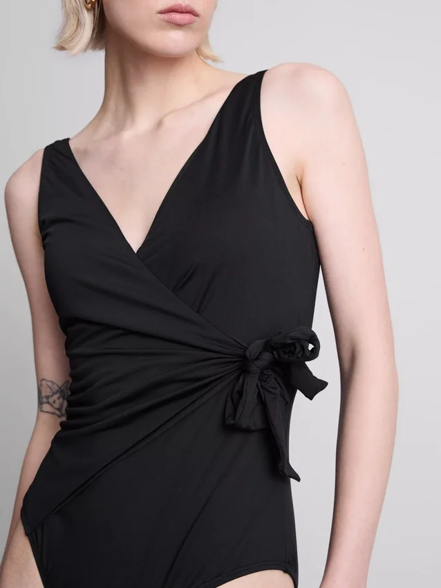 Wrap body-control swimsuit