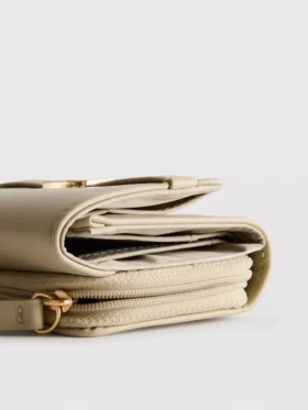 Zip-up metallic detail wallet