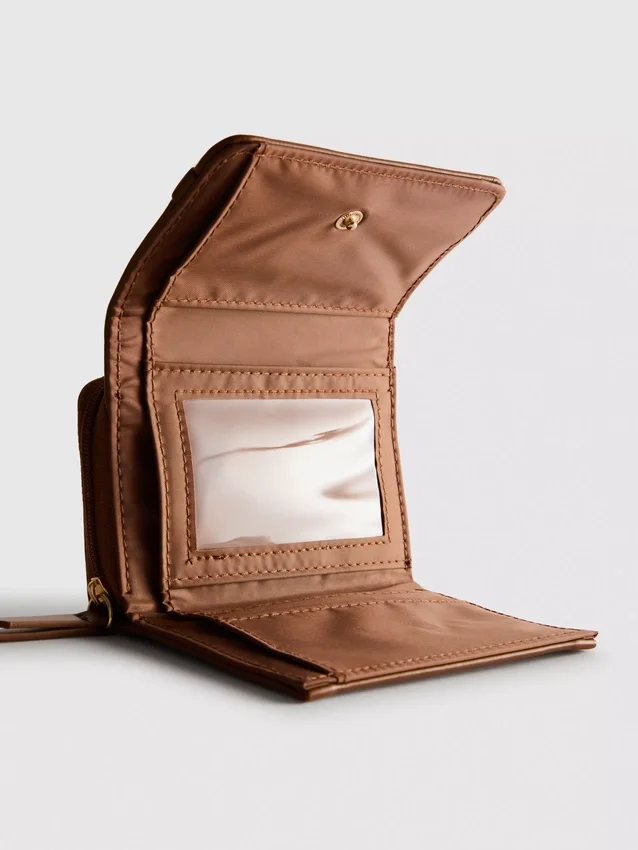 Zip-up metallic detail wallet
